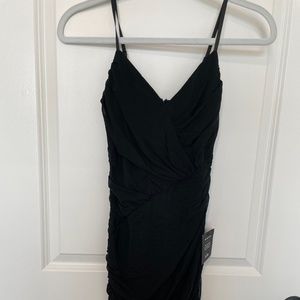 Black Ruched Bodycon Midi Dress